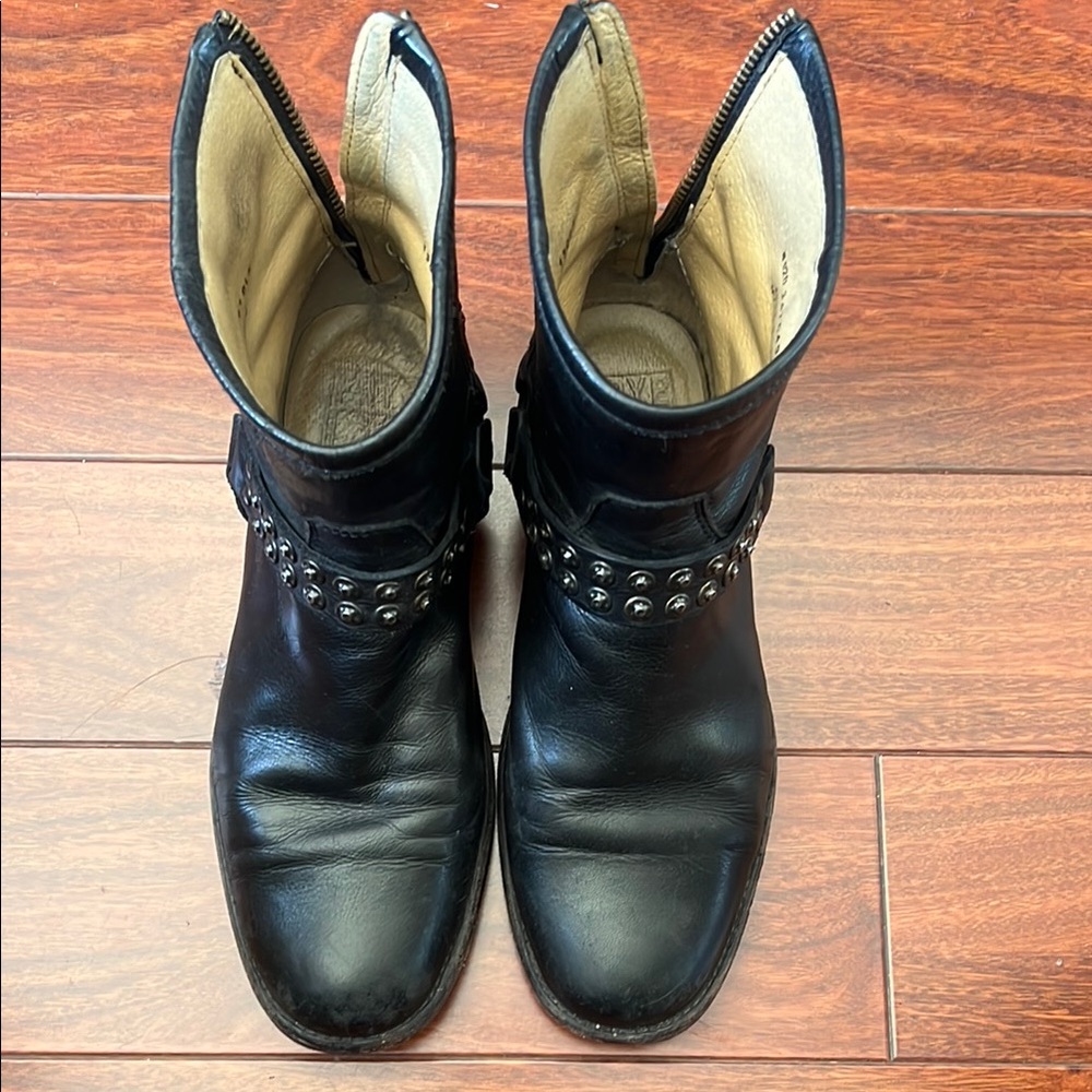 Black Leather Studded Boots